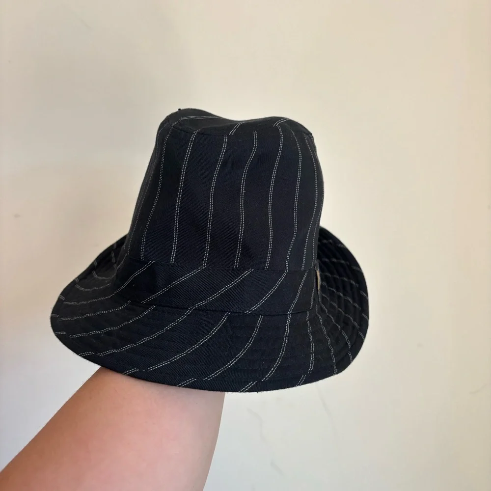 Peter Grimm Black White Stripe Fedora Hat Unisex Adult Polyester Cotton Size S/M - Picture 3 of 6